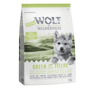2x1kg Wolf of Wilderness Junior Green Fields - bárány száraz kutyatáp Próbacsomagban