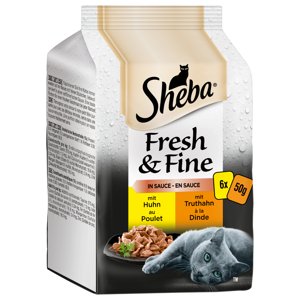 12x50g Sheba Fresh & Fine Csirke & pulyka szószban nedves macskatáp