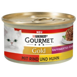12x85g Gourmet Gold rafinált ragu nedves macskatáp- Marha & csirke