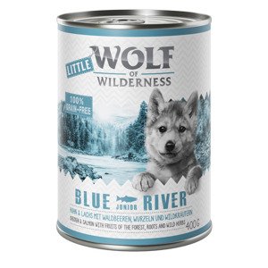 24x400g Little Wolf of Wilderness Blue River Junior kutyatáp - Csirke & lazac