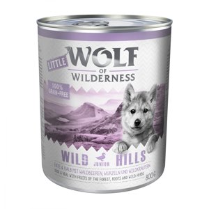6x800g Little Wolf of Wilderness Blue River Junior kutyatáp - Csirke & lazac