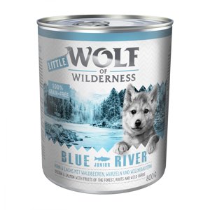 24x800g Little Wolf of Wilderness Blue River Junior kutyatáp - Csirke & lazac