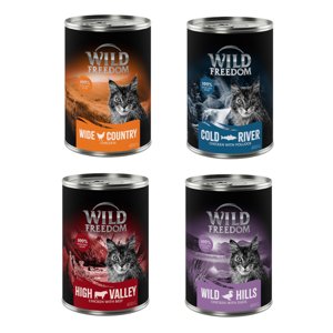 6x400g Wild Freedom Adult nedves macskatáp vegyes próbacsomagban-csomag II (2 x csirke, 2 x tőkehal, 1x marha, 1x kacsa