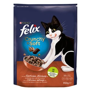 950g Felix Crunchy & Soft hús száraz macskatáp