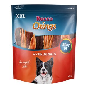 2x900g Rocco Chings kutyasnack XXL csomagban vegyesen: szárított csirkemell 900g + csirkemell csíkok 900 g