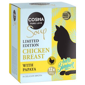 12x40g Cosma Soup  nedves macskatáp-nyári kiadás csirkemell & papaya