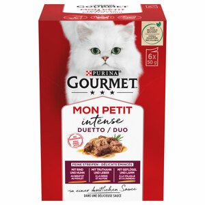 12x50g Gourmet Mon Petit Duetti hús (marha, csirke) nedves macskatáp