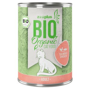 12x400g zooplus Bio konzerv nedves macskatáp- Bio lazac & bio csirke