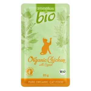 6x85g zooplus Bio nedves macskatáp tesztelésre- Bio csirke & Bio sárgarépa
