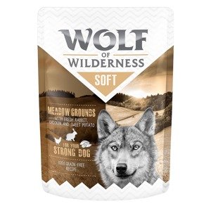 6x300g Wolf of Wilderness "Soft & Strong" nedves kutyatáp- Meadow Grounds - csirke & nyúl