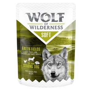 24x300g Wolf of Wilderness "Soft & Strong" nedves kutyatáp- Green Fields - csirke & bárány