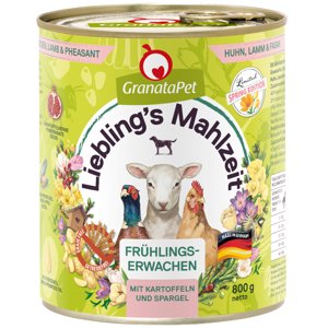 24x800g GranataPet Liebling's Mahlzeit tavaszébredés csirke, bárány & fácán nedves kutyatáp