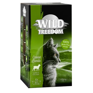 6x85g Wild Freedom Adult tálcás nedves macskatáp- Green Lands - bárány & csirke