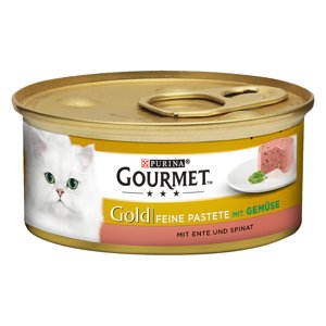 48x85g Gourmet Gold Paté nedves macskatáp- Kacsa & spenót