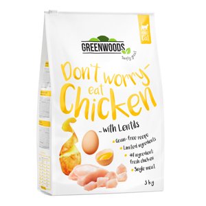 3x3 kg Greenwoods száraz macskatáp- Csirke, lencse, burgonya & tojás