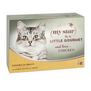 12x85g My Star falatok szószban Gourmet konzerv nedves macskatáp- Csirke, cukkini & sárgarépa
