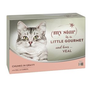 12x85g My Star falatok szószban Gourmet konzerv nedves macskatáp- Borjú & sárgarépa