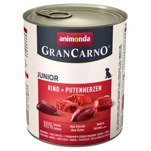 24x800g Animonda GranCarno Original Junior nedves kutyatáp- Marha & pulykaszív