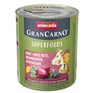 24x800g Animonda GranCarno Adult Superfoods nedves kutyatáp- Marha + cékla, szeder, pitypang