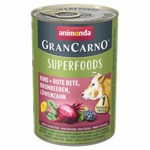 6x400g Animonda GranCarno Adult Superfoods nedves kutyatáp- Marha + cékla, szeder, pitypang