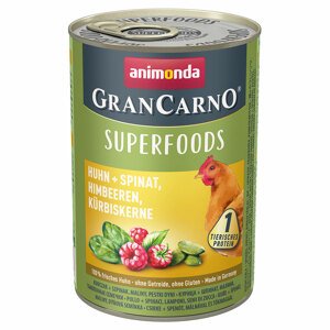 6x400g Animonda GranCarno Adult Superfoods nedves kutyatáp- Csirke + spenót, málna, tökmag