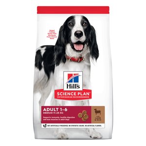 18kg Hill's Science Plan Adult 1-6 Medium bárány & rizs száraz kutyatáp-14+4kg ingyen!